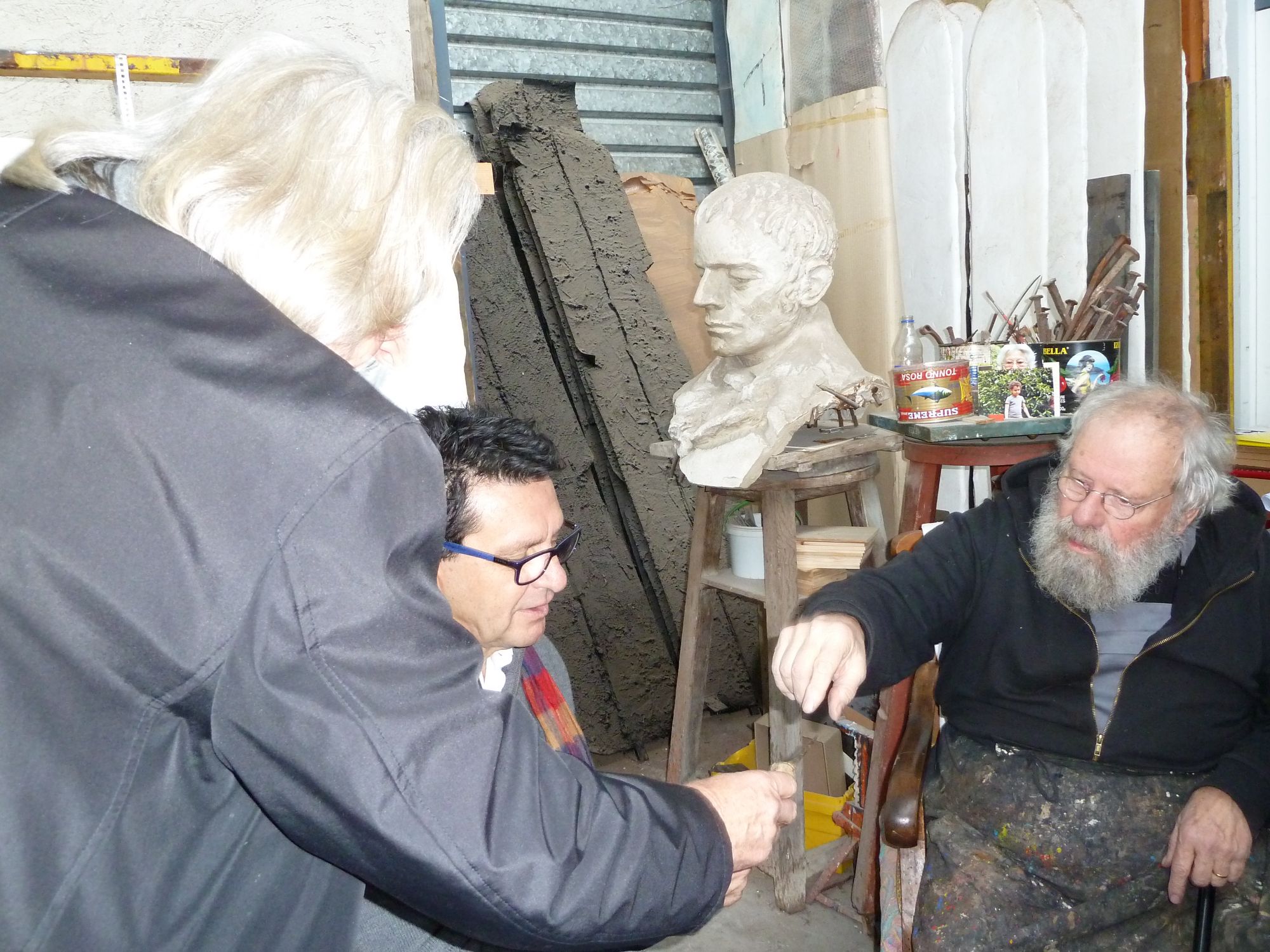 Giuliano Togni, Luciano Carazzetti e Pierre Casè - Nello Studio dell'artista a Maggia - 18 novembre 2012