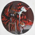 Arlecchino con civetta, 1992, tecnica mista, carta su tela, 120 x 121