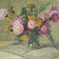 Emilio Ferrazzini, Vaso di fiori,1958, olio su compensato, 43 x 53 cm