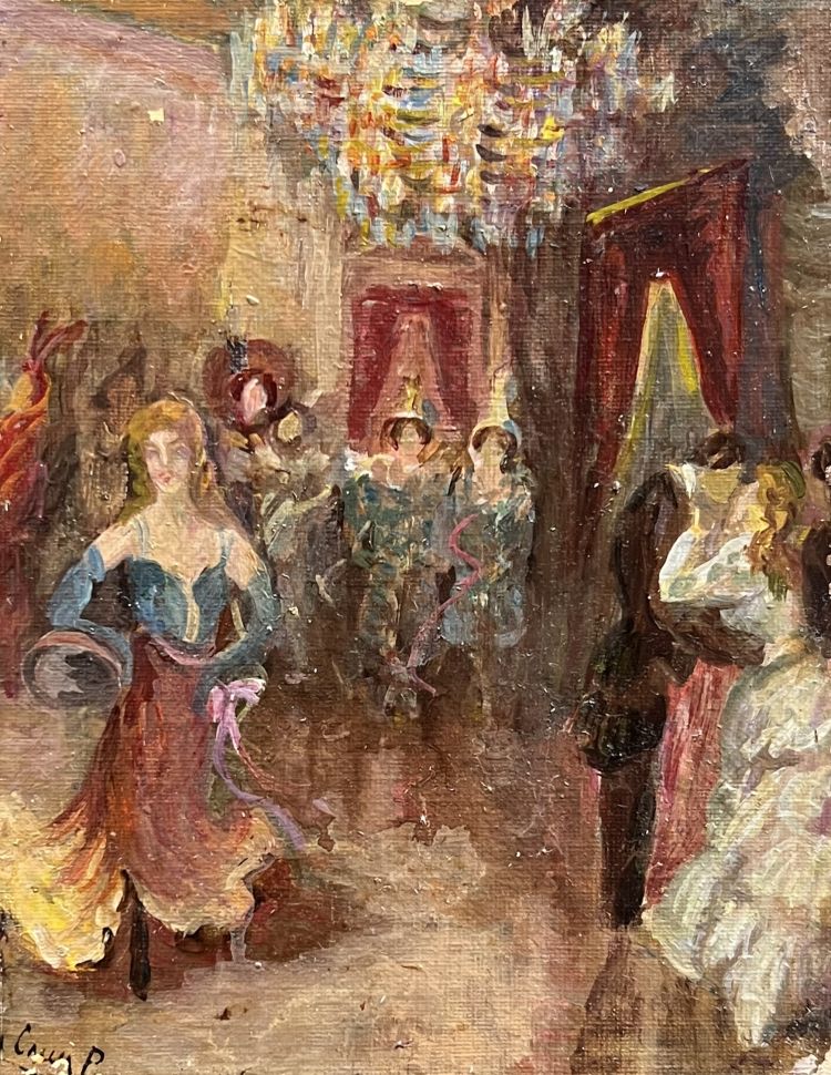 PERLASCA Otto Maria Caccia Perlasca, moglie di Otto Perlasca, serata di ballo, olio su pavatex, 23.5 x 18 cm