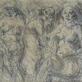 Edmond Dobrzansky, "Drei Frauen", 1995, penna su carta, 13 x 15 cm