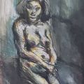 Edmond Dobrzansky, "Nudo", 1961, Colori grassi su carta, 21.5 x 15 cm