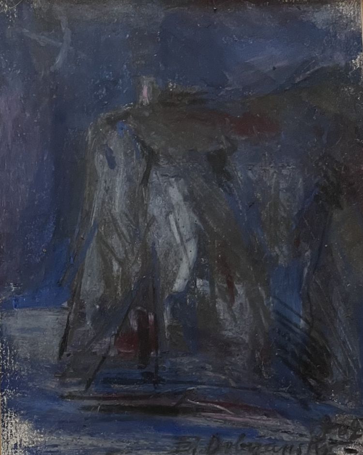 DOBRZANSKI Edmond Edmond Dobrzansky, "Promontorio", 1962, Colori grassi su carta, 17.5 x 14.5 cm